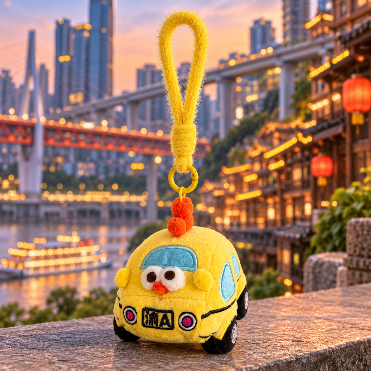 (RARE FIND) Dundun Chicken Chongqing Taxi Soft Plush Keychain
