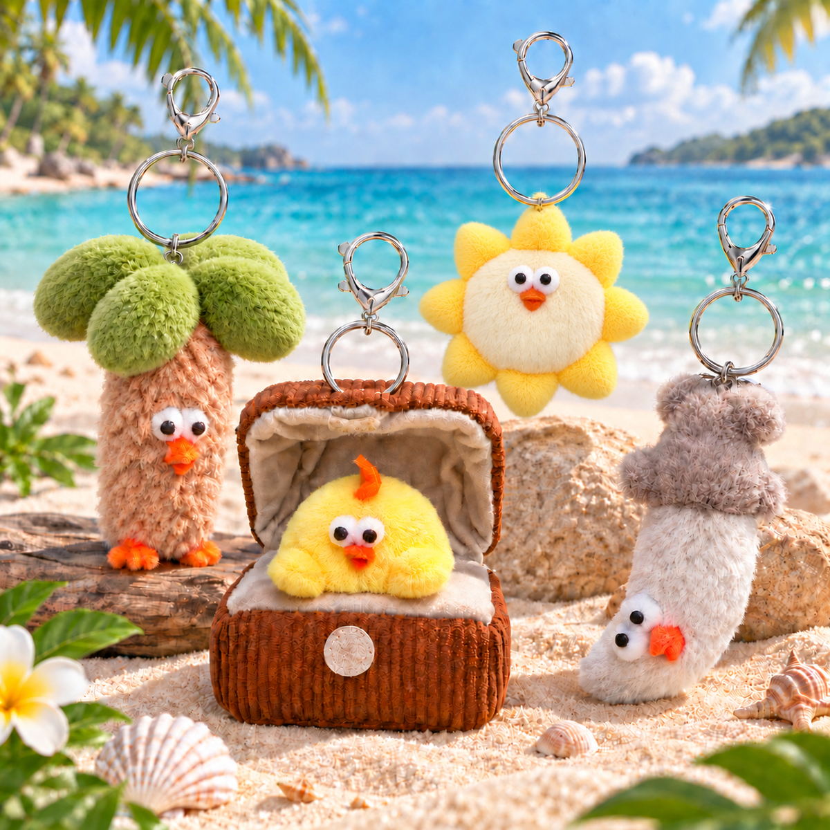 (RARE FIND) Dundun Chicken Hainan Island Limited Series Soft Plush Keychains