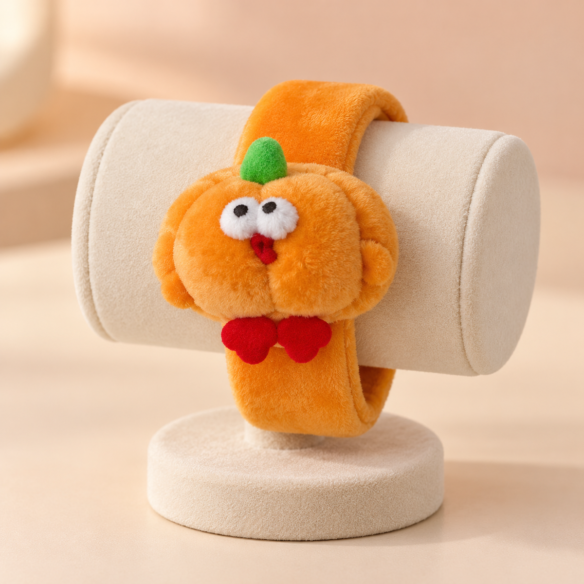 (RARE FIND) Pumpkin Dundun Chicken Soft Plush Slap Bracelet