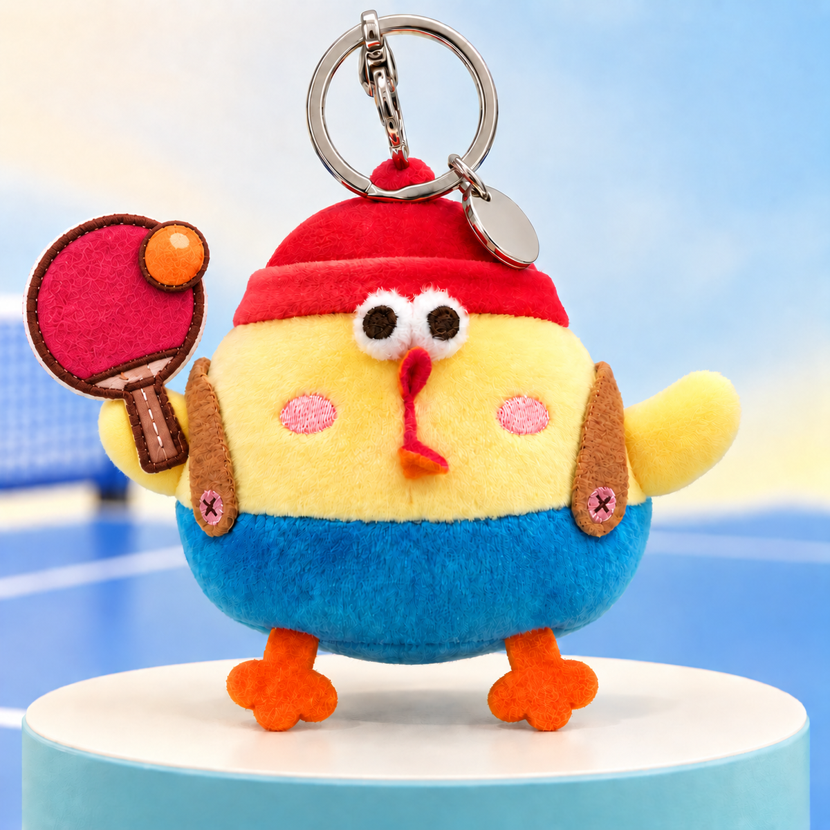 (NEW) Dundun Chicken Ping Pong Player Soft Plush Keychain